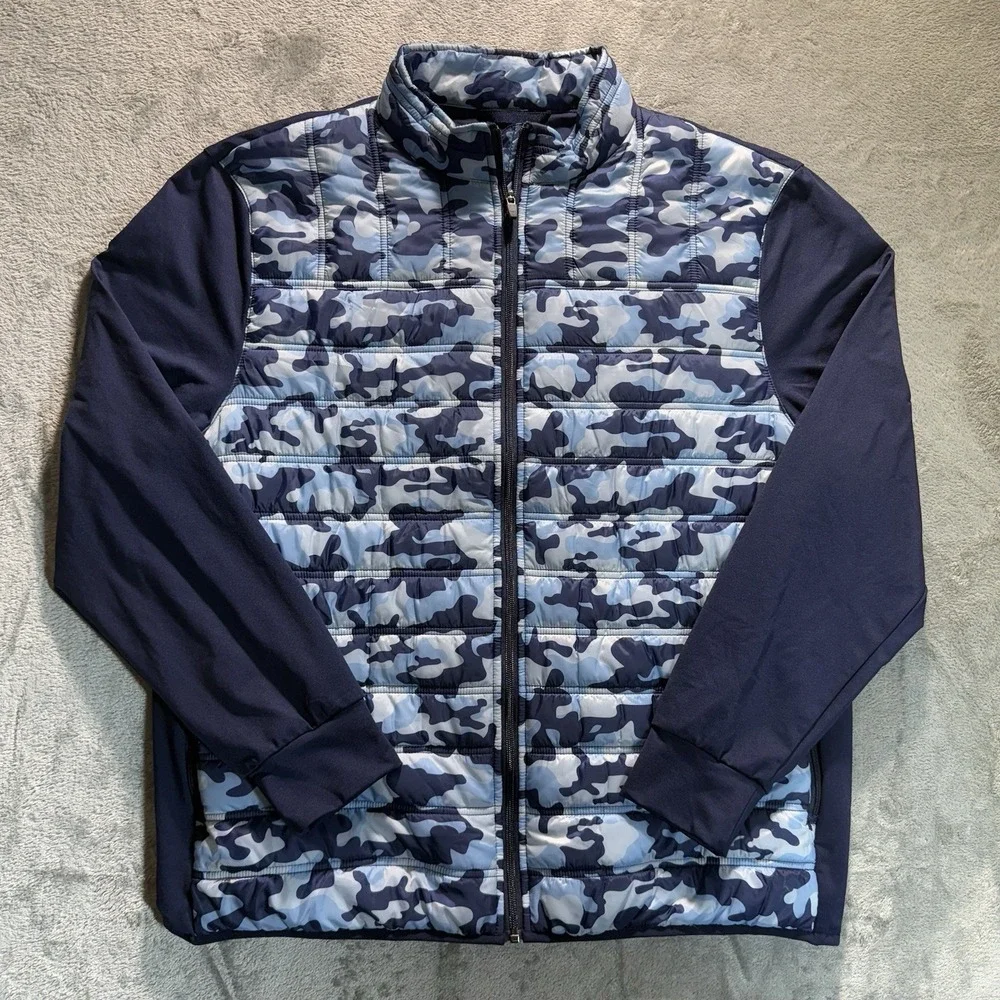 Straight Down Patton Golf Jacket Mens Size XXL Blue White Athletic Full Zip
